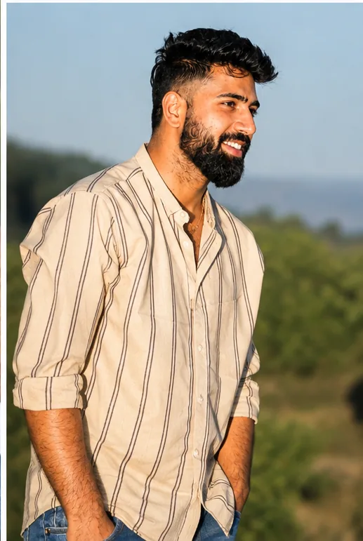 Saud Sheikh smiling outdoors in the hills above Mahabaleshwar